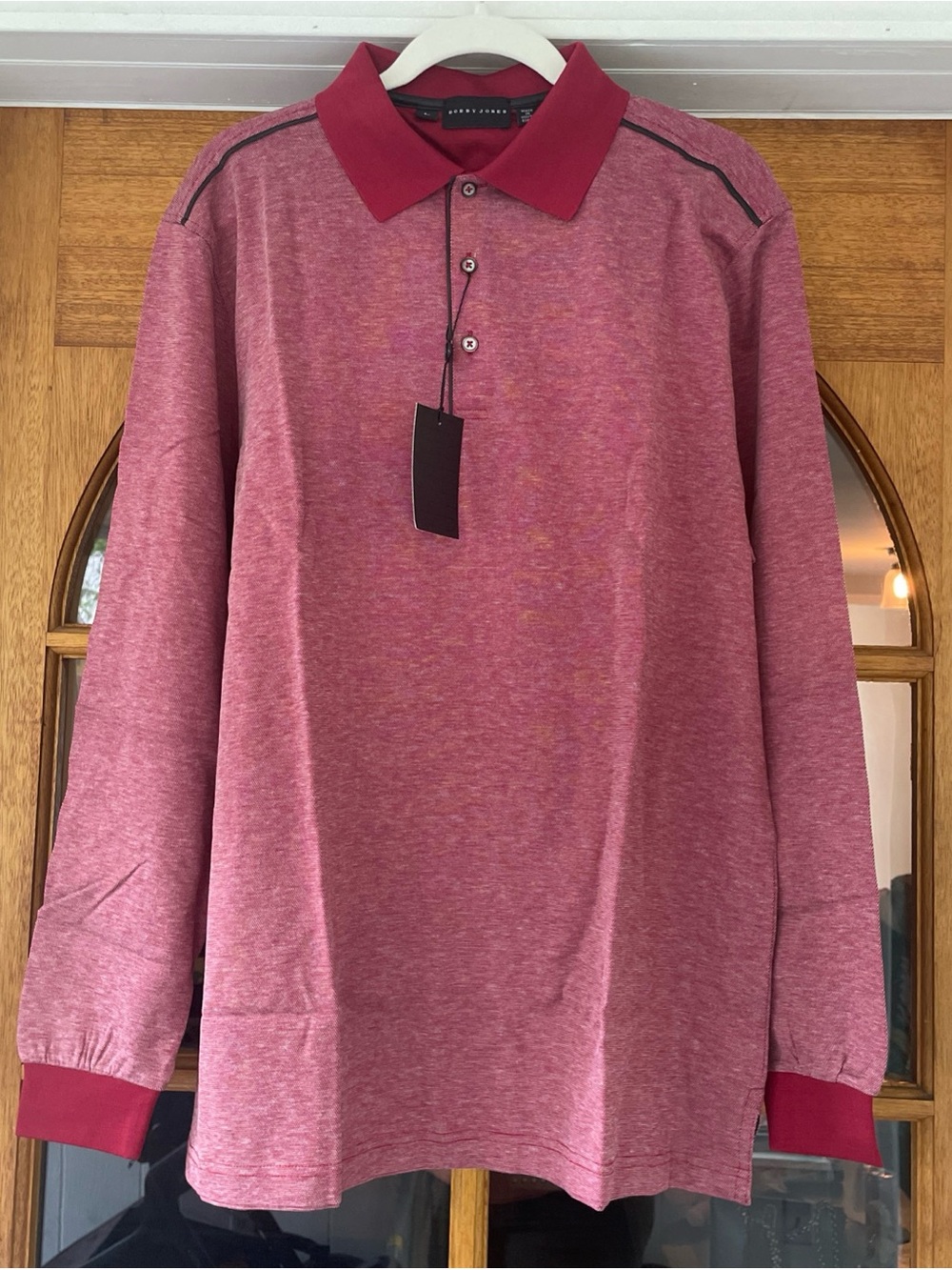 Bobby Jones Men’s Long Sleeve Red Polo 100% Cotton Size Large NWT